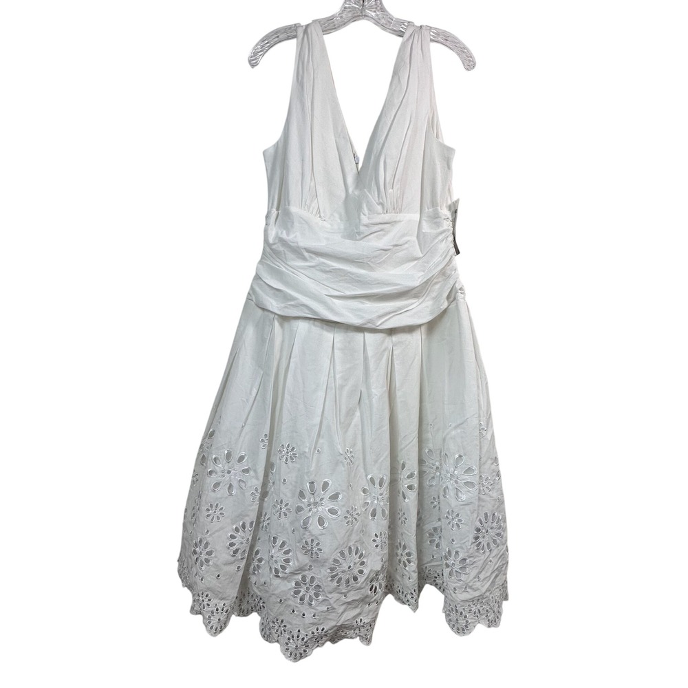 S.L. Fashions White Eyelet Embroidered Cotton Party Dress 16 Sleeveless